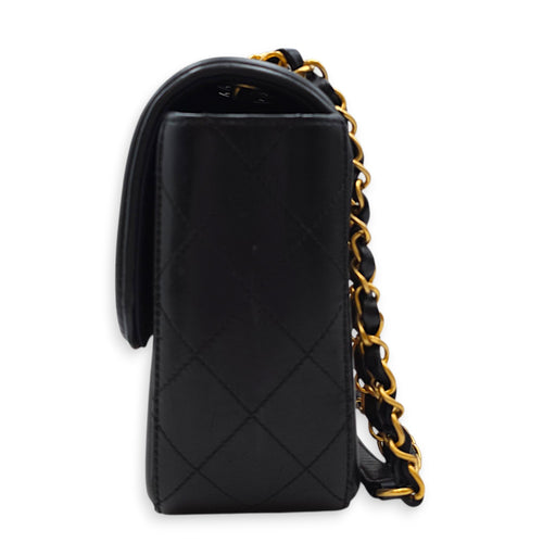 Elegant Flap  Caramel/Black Shoulder Bag in Lambskin Gold hardware