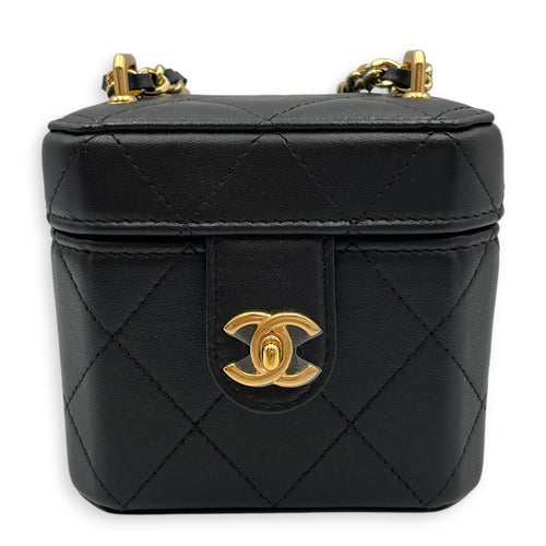 Vanity Mini Black Vanity Bag in Lambskin Gold hardware