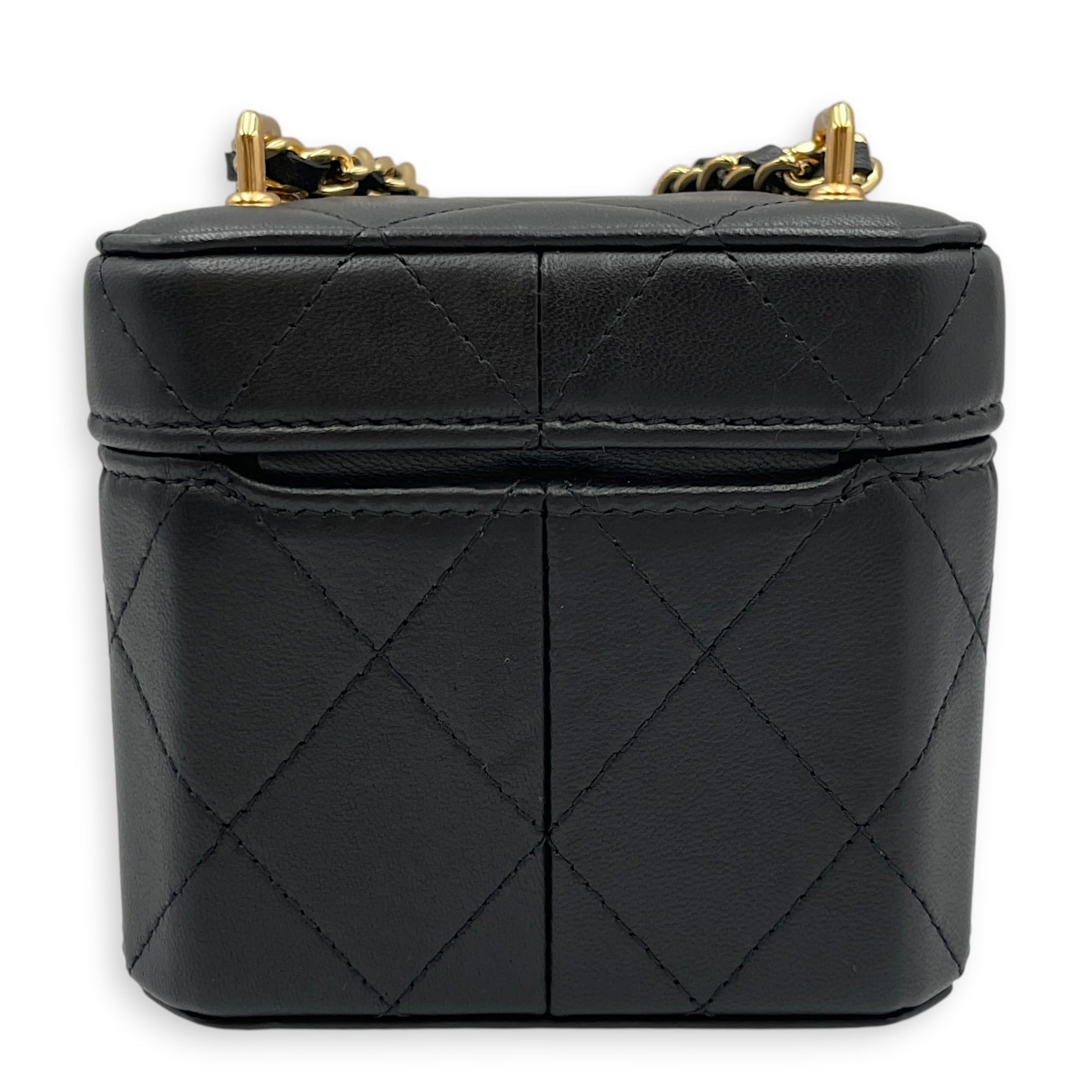 Vanity Mini Black Vanity Bag in Lambskin Gold hardware