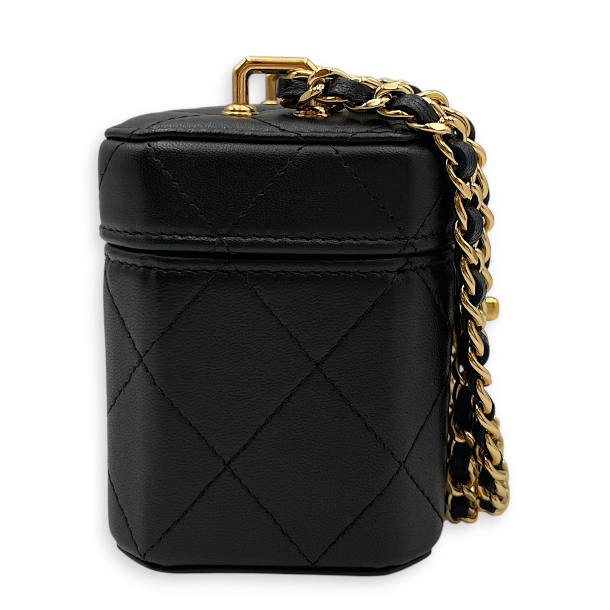 Vanity Mini Black Vanity Bag in Lambskin Gold hardware