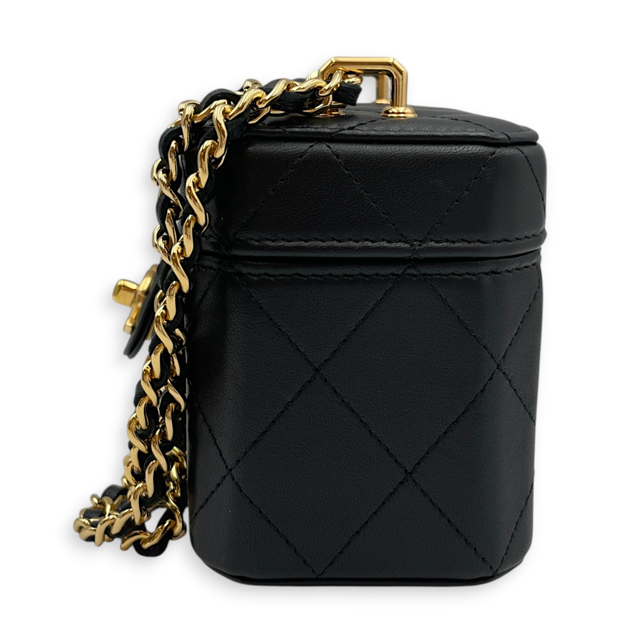Vanity Mini Black Vanity Bag in Lambskin Gold hardware