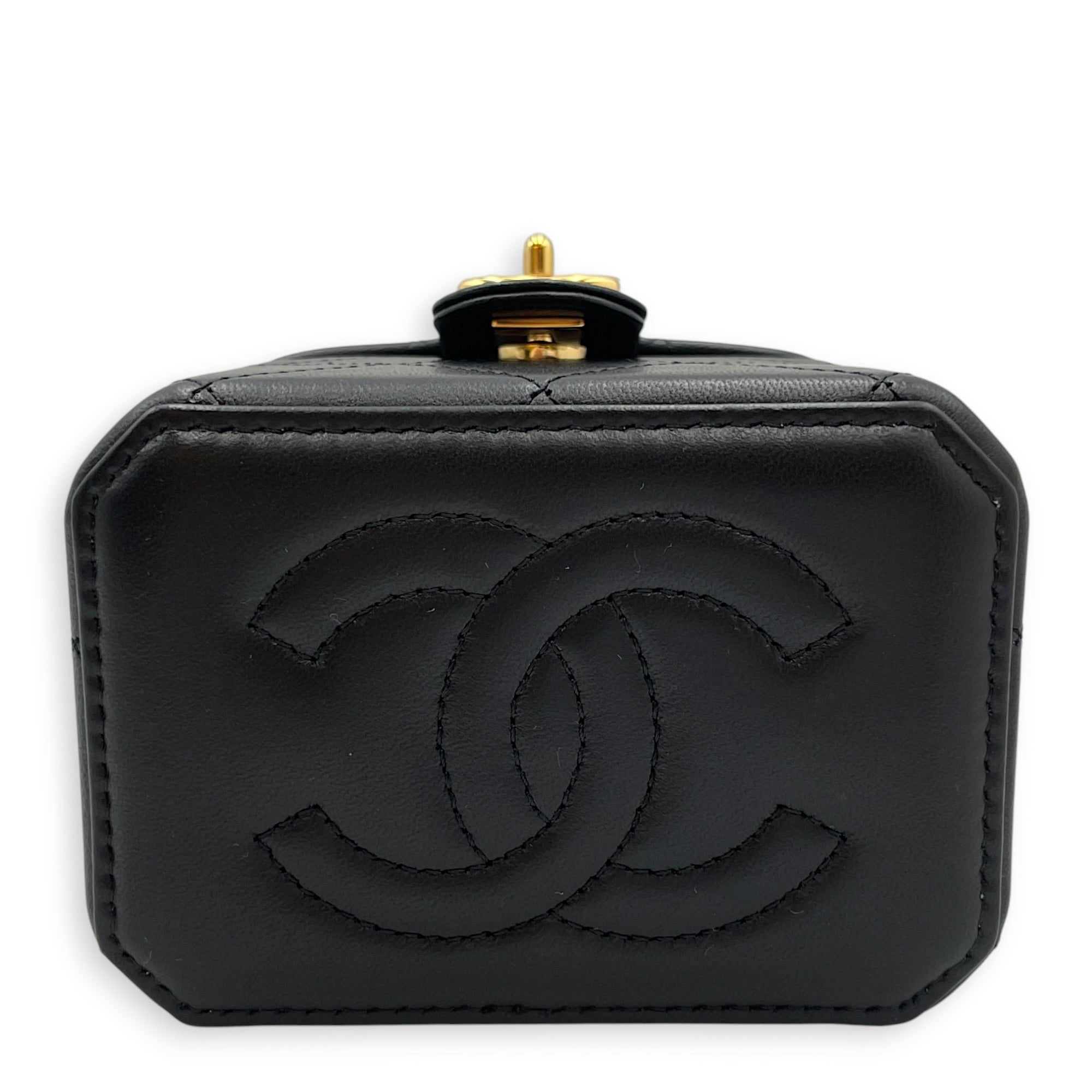 Vanity Mini Black Vanity Bag in Lambskin Gold hardware