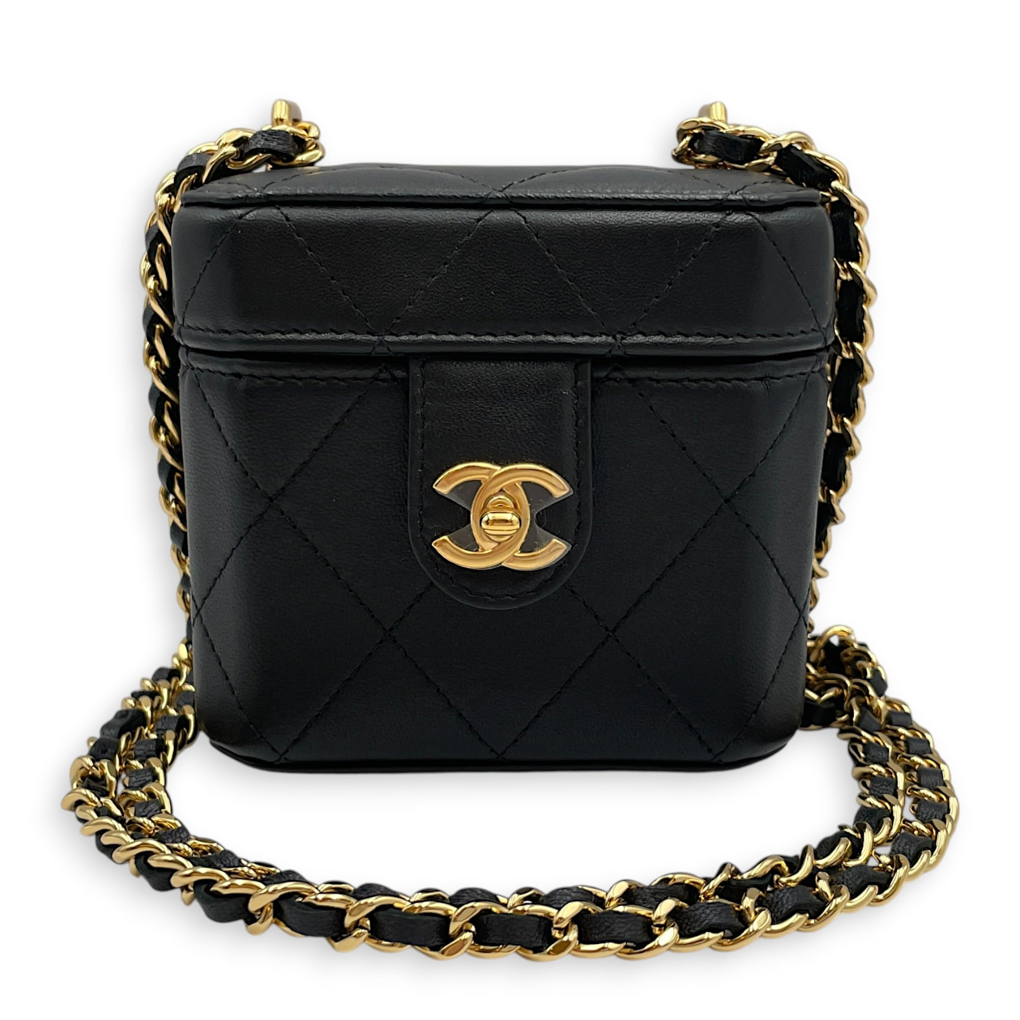 Vanity Mini Black Vanity Bag in Lambskin Gold hardware