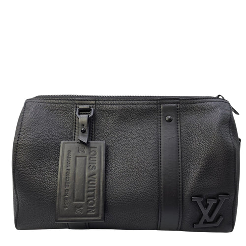 Aerogram City 27 Black Crossbody Bag in Calfskin Gunmetal hardware