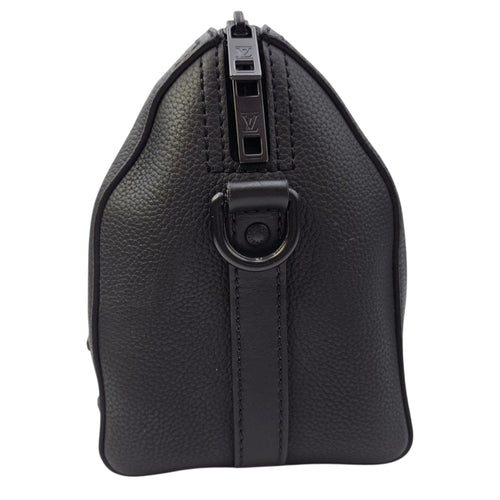 Aerogram City 27 Black Crossbody Bag in Calfskin Gunmetal hardware