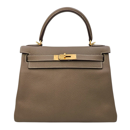 Kelly 28 Etoupe in Clemence Gold hardware