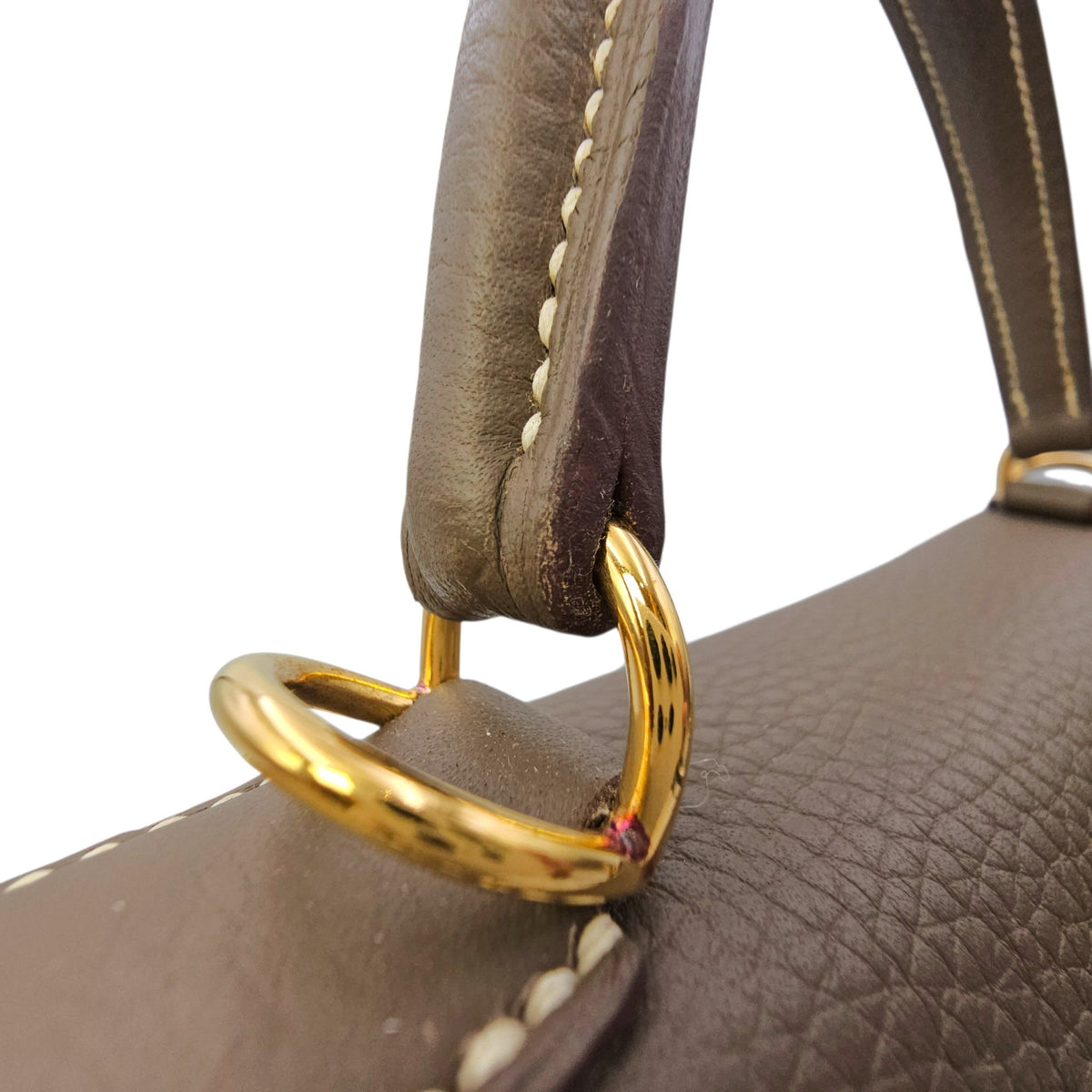 Kelly 28 Etoupe in Clemence Gold hardware