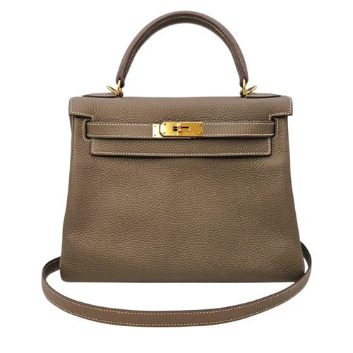 Kelly 28 Etoupe in Clemence Gold hardware