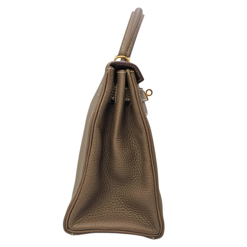 Kelly 28 Etoupe in Clemence Gold hardware