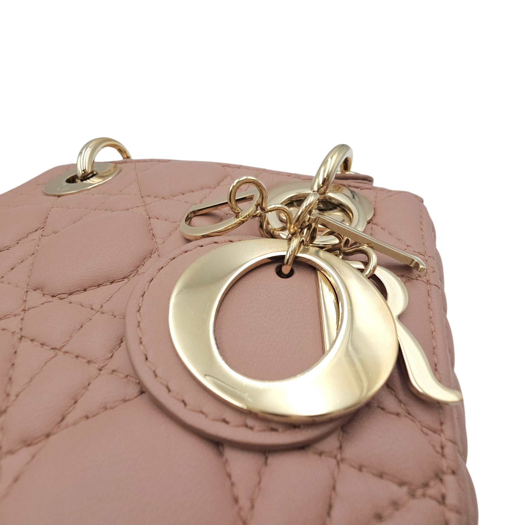 Mini Lady Dior  Pink Crossbody Bag in Lambskin Gold hardware