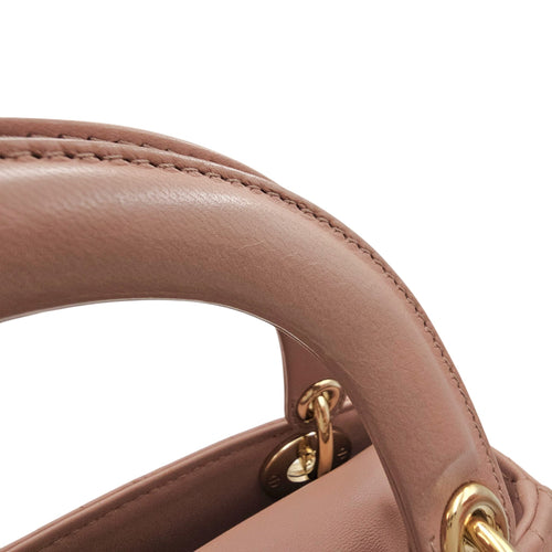 Mini Lady Dior  Pink Crossbody Bag in Lambskin Gold hardware