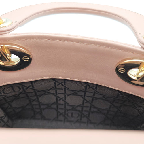 Mini Lady Dior  Pink Crossbody Bag in Lambskin Gold hardware