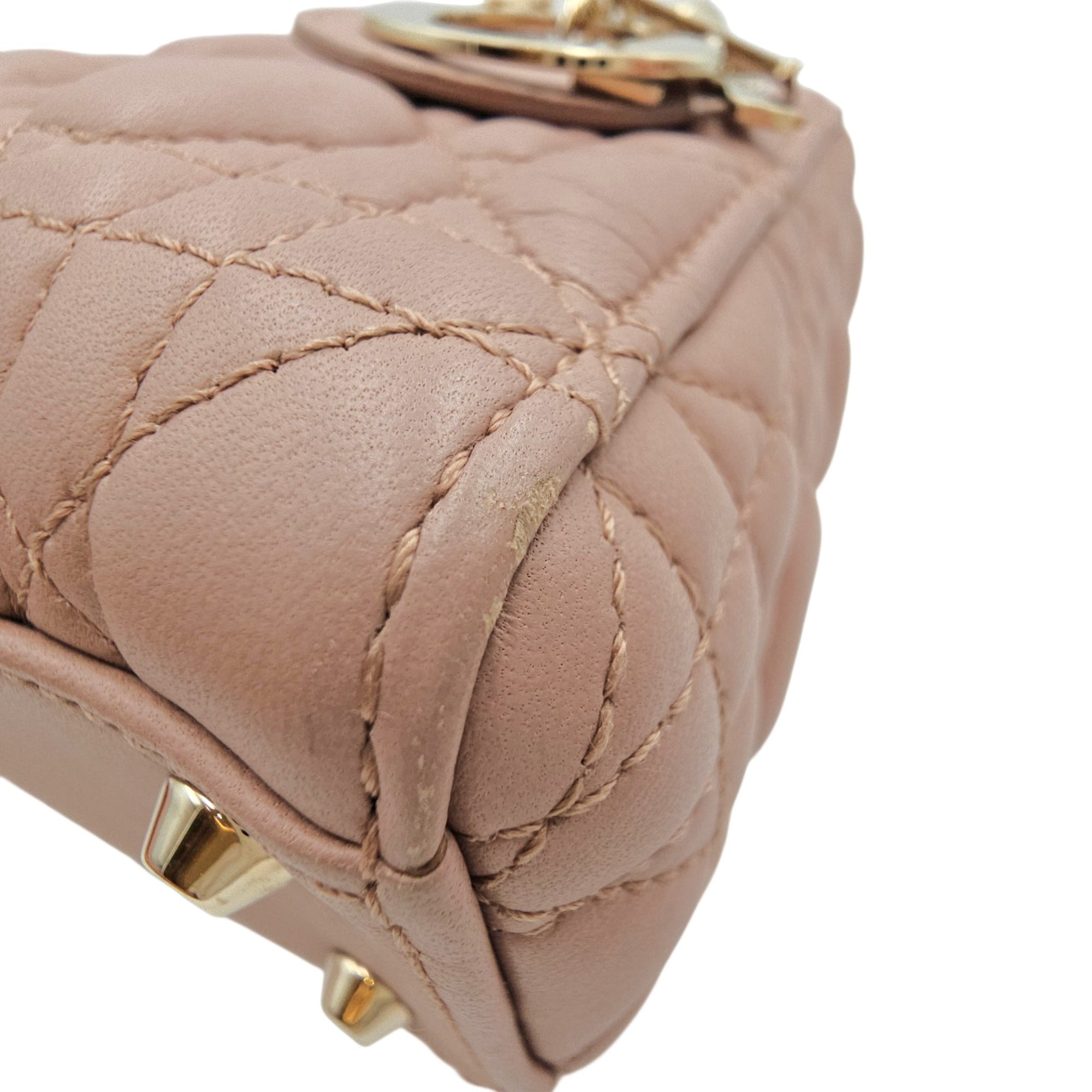 Mini Lady Dior  Pink Crossbody Bag in Lambskin Gold hardware