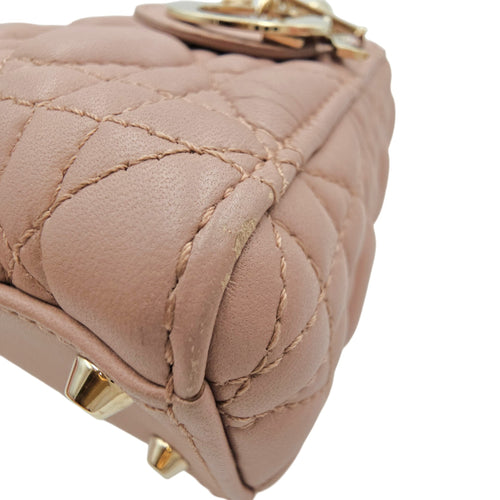 Mini Lady Dior  Pink Crossbody Bag in Lambskin Gold hardware