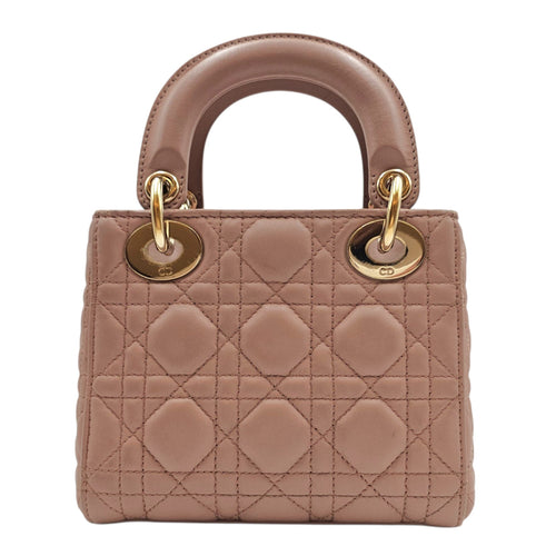 Mini Lady Dior  Pink Crossbody Bag in Lambskin Gold hardware