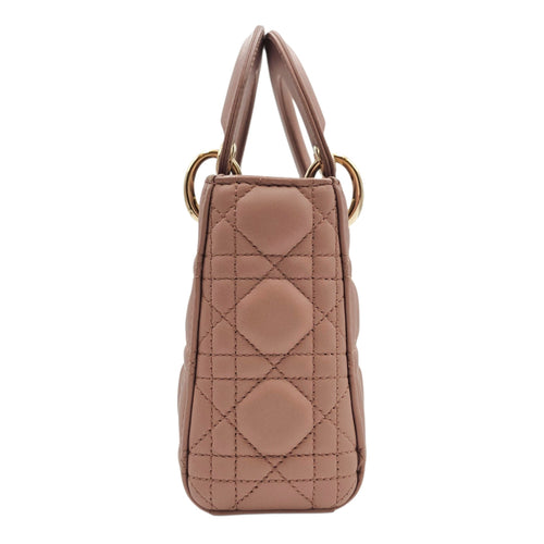 Mini Lady Dior  Pink Crossbody Bag in Lambskin Gold hardware