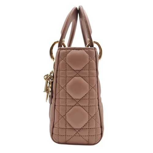 Mini Lady Dior  Pink Crossbody Bag in Lambskin Gold hardware