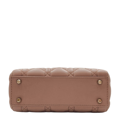 Mini Lady Dior  Pink Crossbody Bag in Lambskin Gold hardware