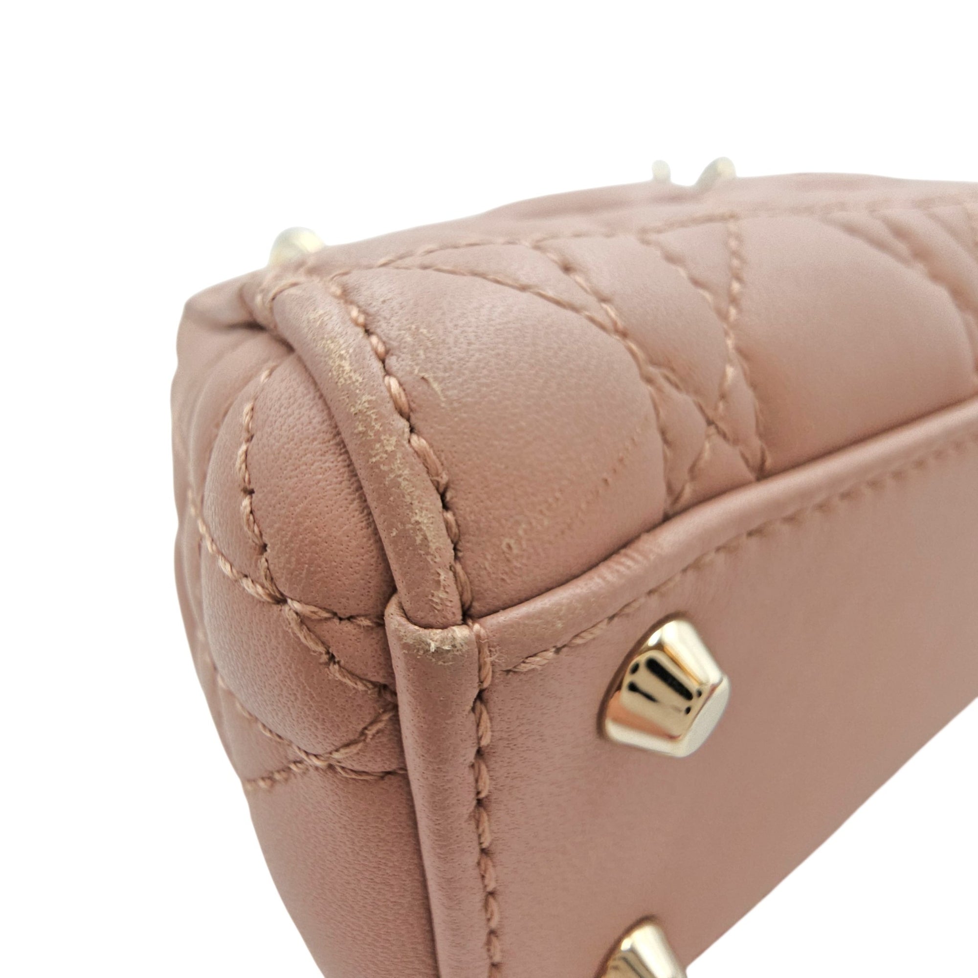 Mini Lady Dior  Pink Crossbody Bag in Lambskin Gold hardware