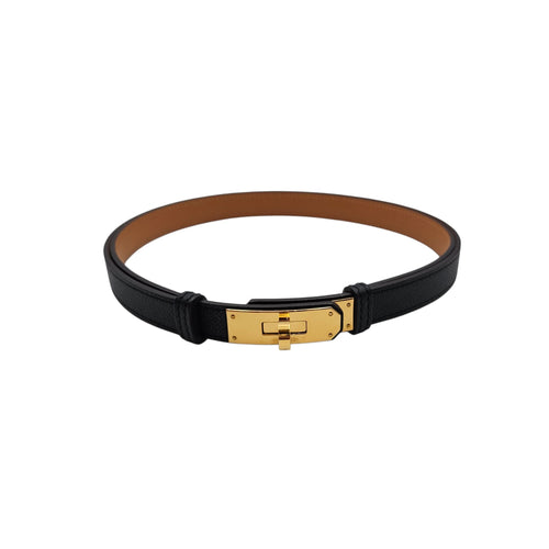 Kelly 18 Belt Black Belt in Epsom Gold hardware
