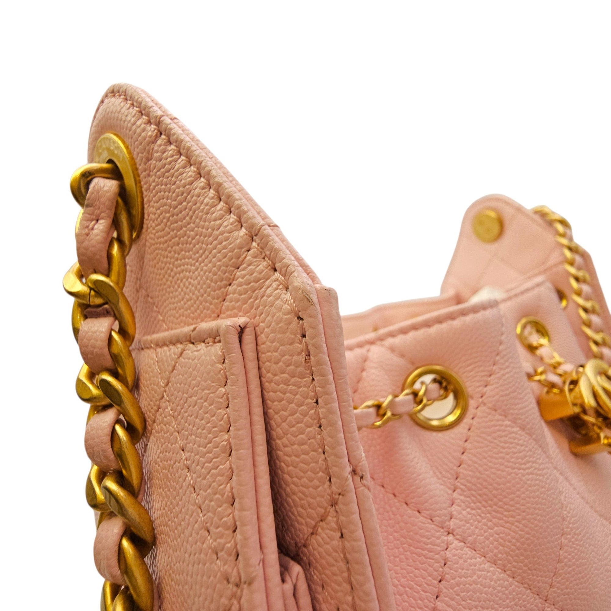 Mini C25 Pink Shoulder Bag in Caviar Leather Gold hardware