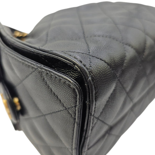 C25 Black Shoulder Bag in Caviar Leather Gold hardware