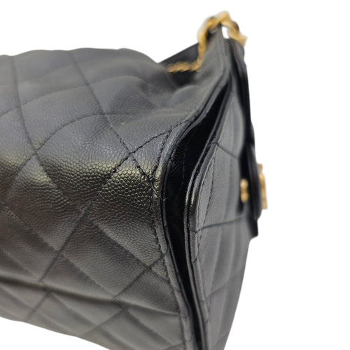 C25 Black Shoulder Bag in Caviar Leather Gold hardware