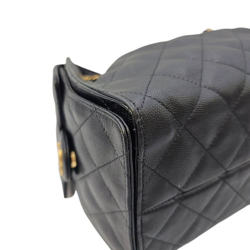 C25 Black Shoulder Bag in Caviar Leather Gold hardware