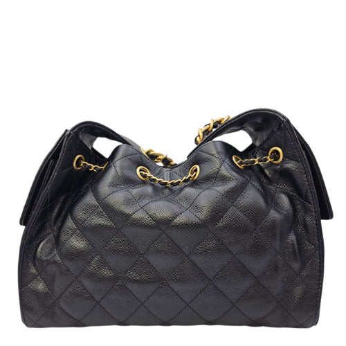 C25 Black Shoulder Bag in Caviar Leather Gold hardware