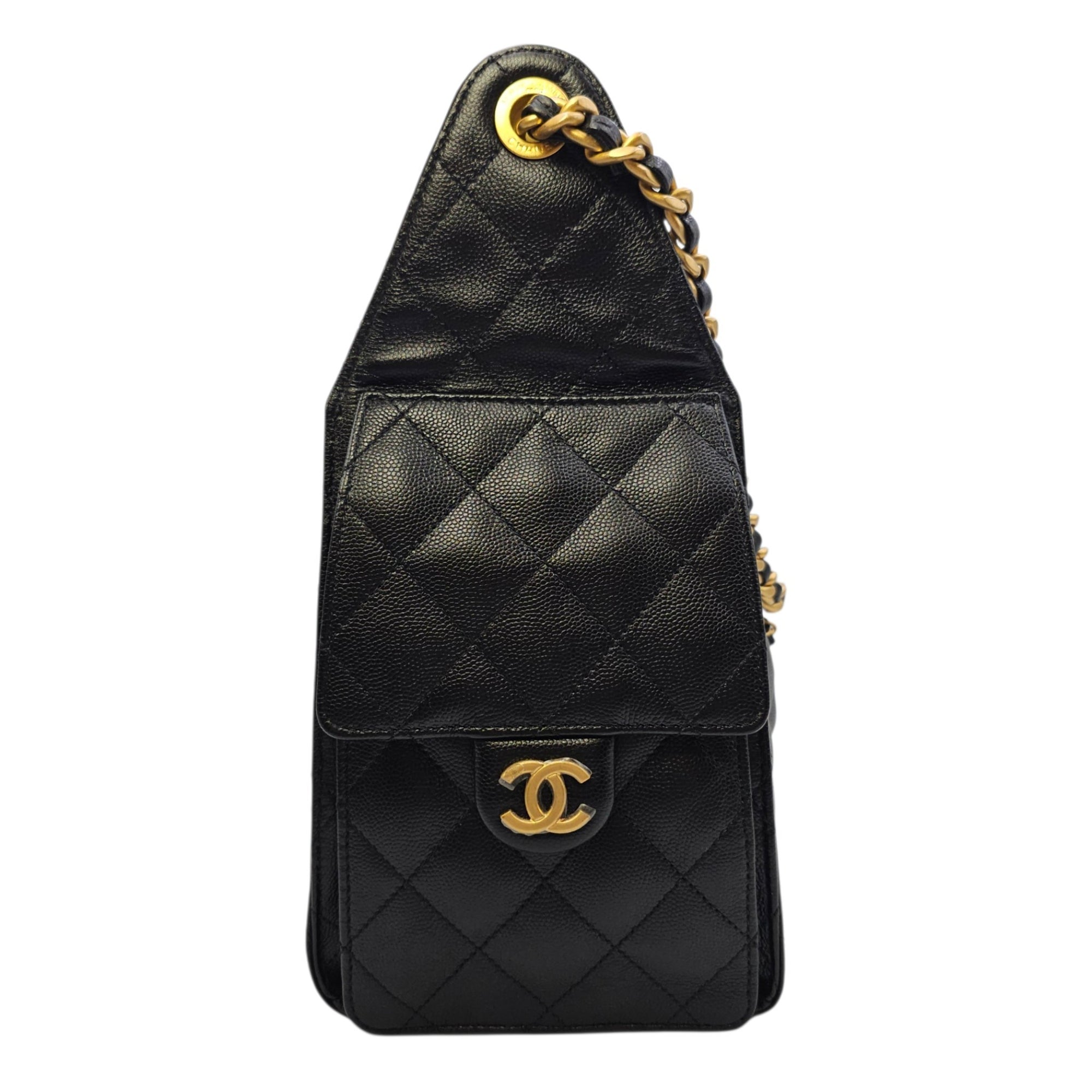 C25 Black Shoulder Bag in Caviar Leather Gold hardware