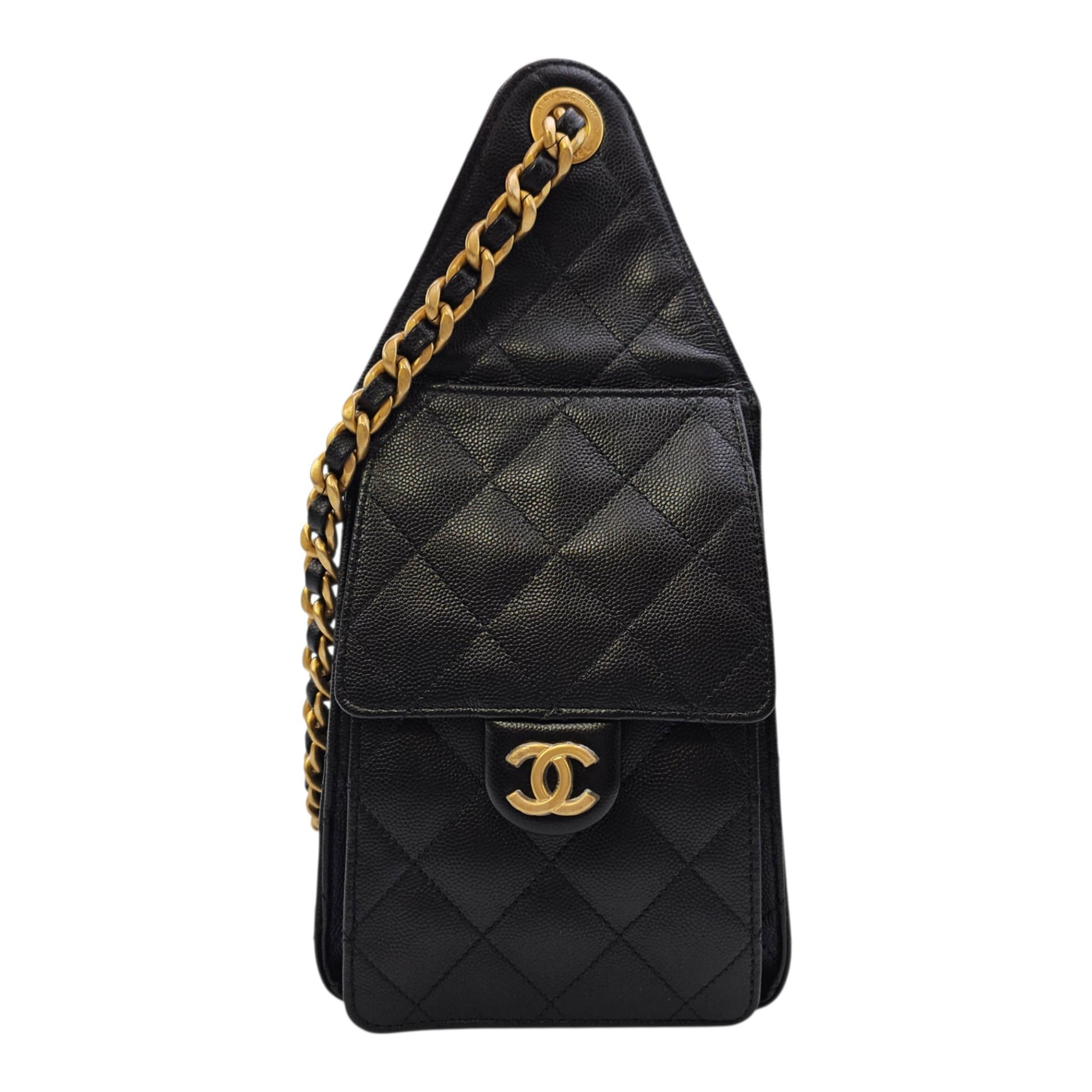 C25 Black Shoulder Bag in Caviar Leather Gold hardware