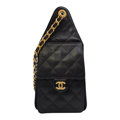 C25 Black Shoulder Bag in Caviar Leather Gold hardware