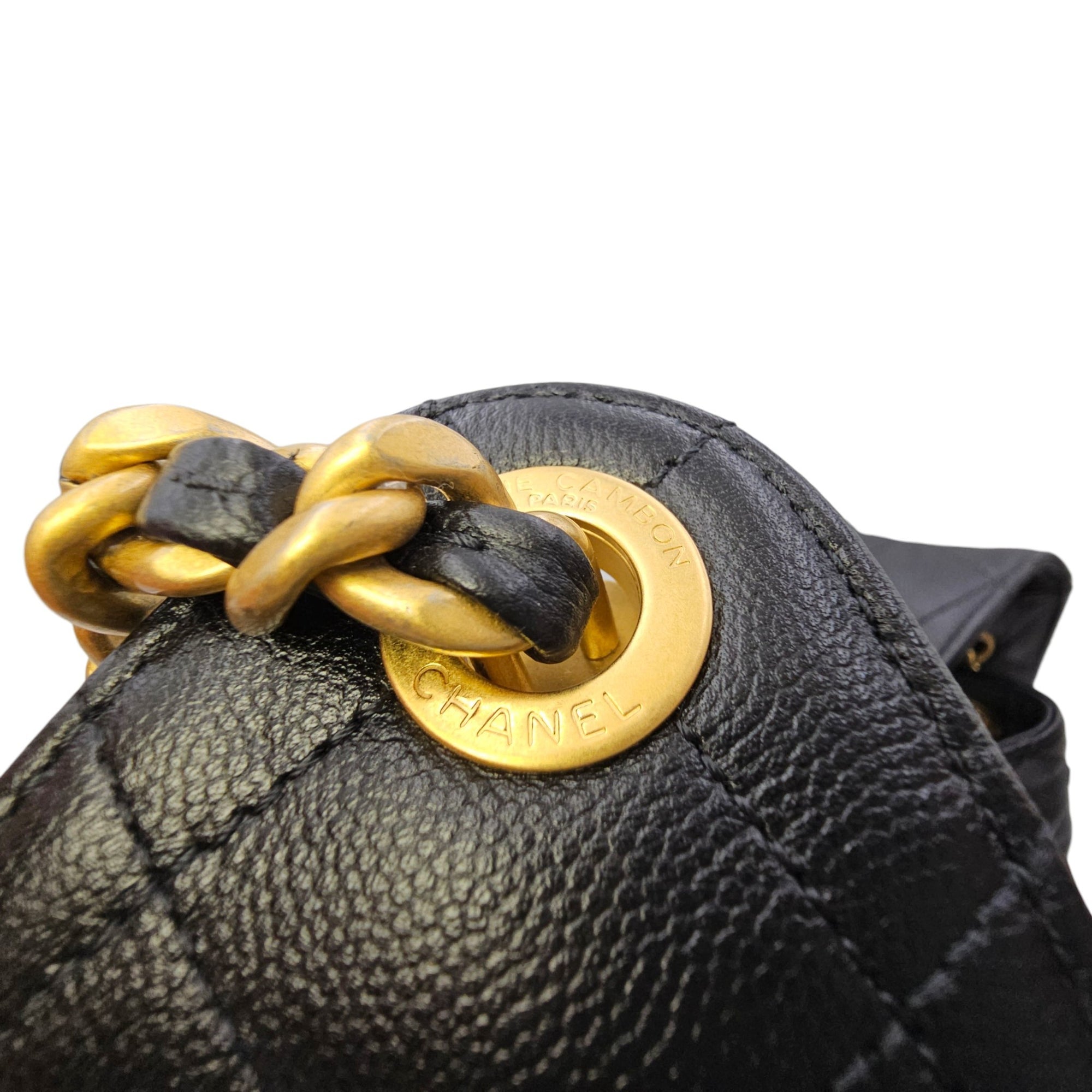 C25 Black Shoulder Bag in Caviar Leather Gold hardware