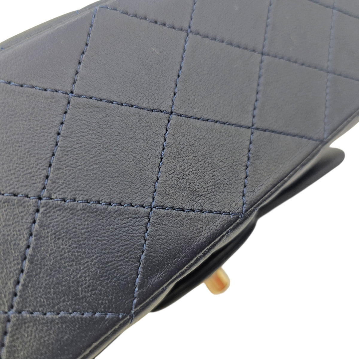 Classic Small Navy Blue Shoulder Bag in Lambskin Gold hardware