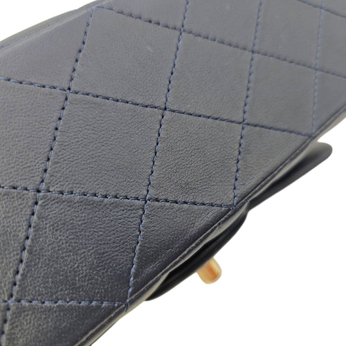 Classic Small Navy Blue Shoulder Bag in Lambskin Gold hardware
