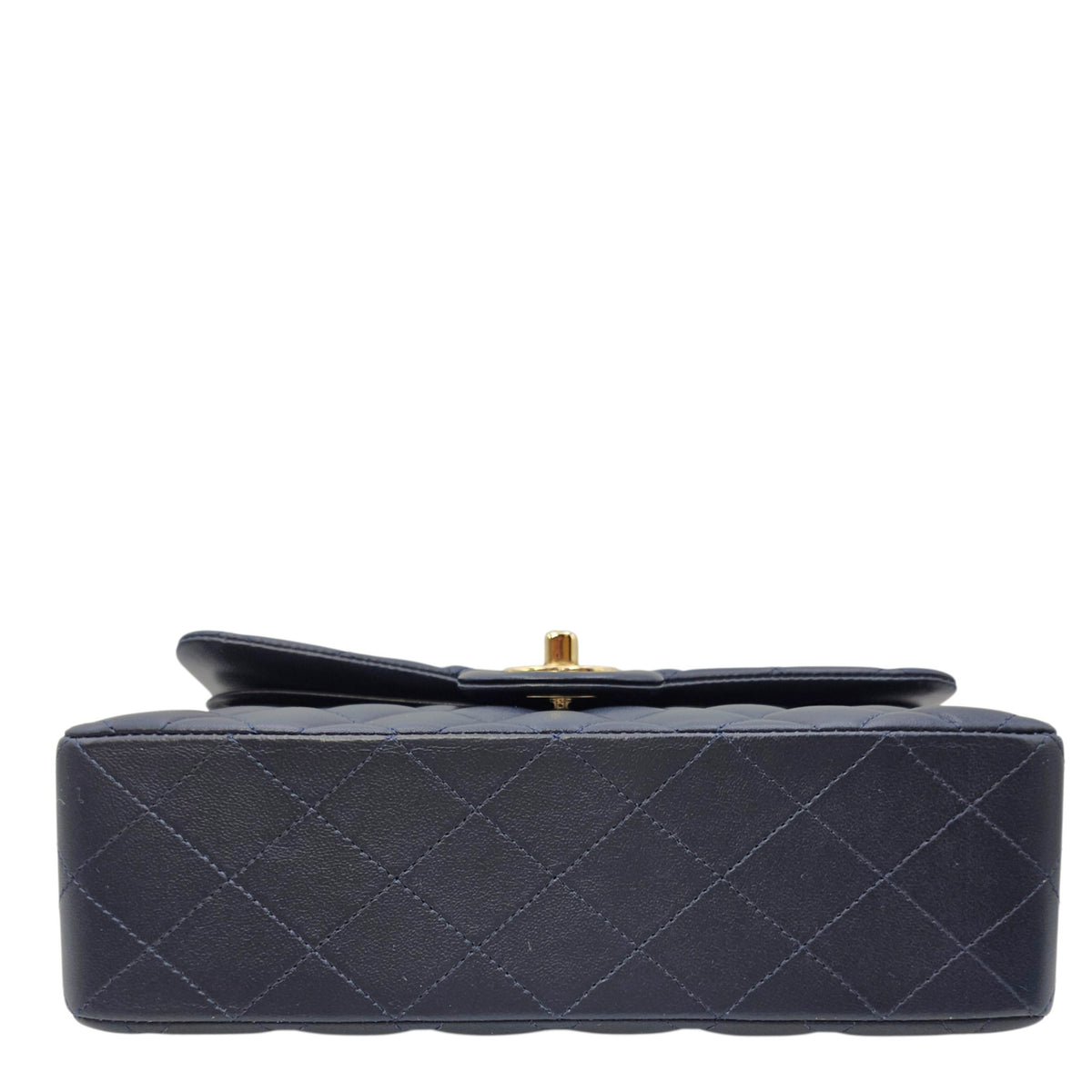 Classic Small Navy Blue Shoulder Bag in Lambskin Gold hardware