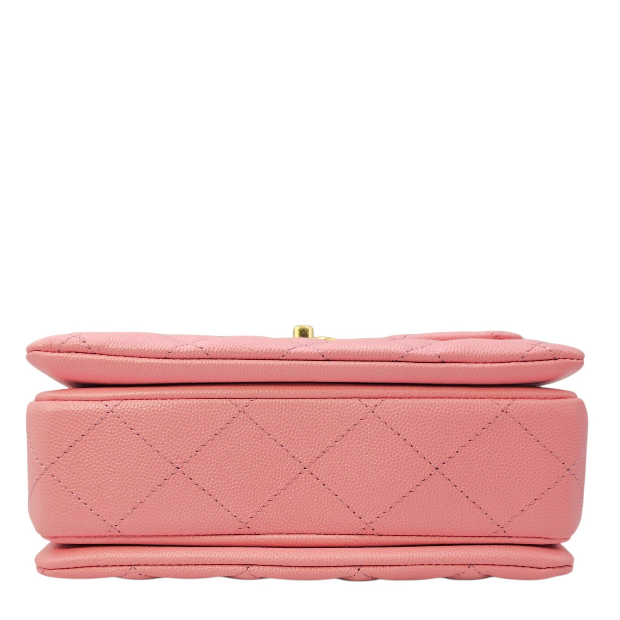 Coco First Flap  20 Pink Shoulder Bag in Caviar Leather Gold hardware