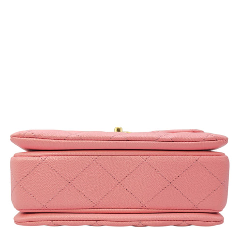 Coco First Flap  20 Pink Shoulder Bag in Caviar Leather Gold hardware