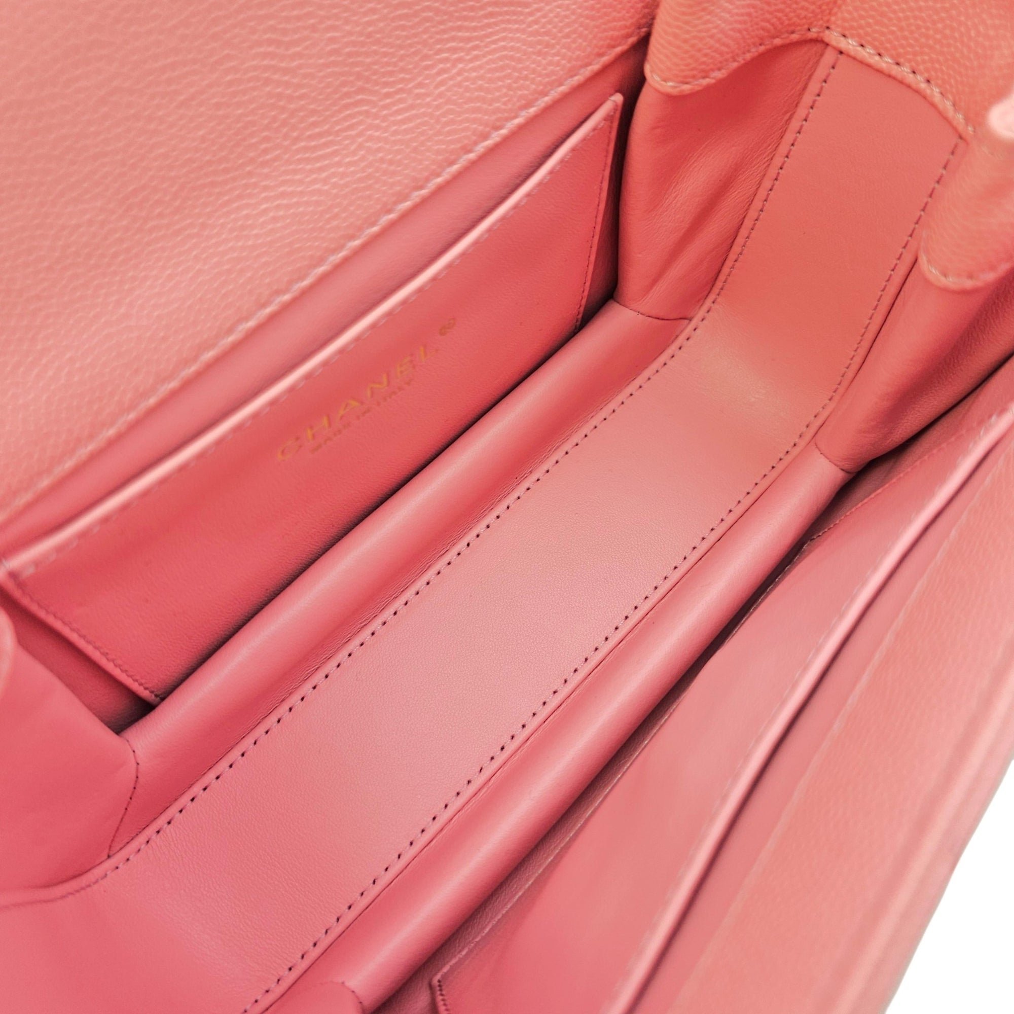 Coco First Flap  20 Pink Shoulder Bag in Caviar Leather Gold hardware