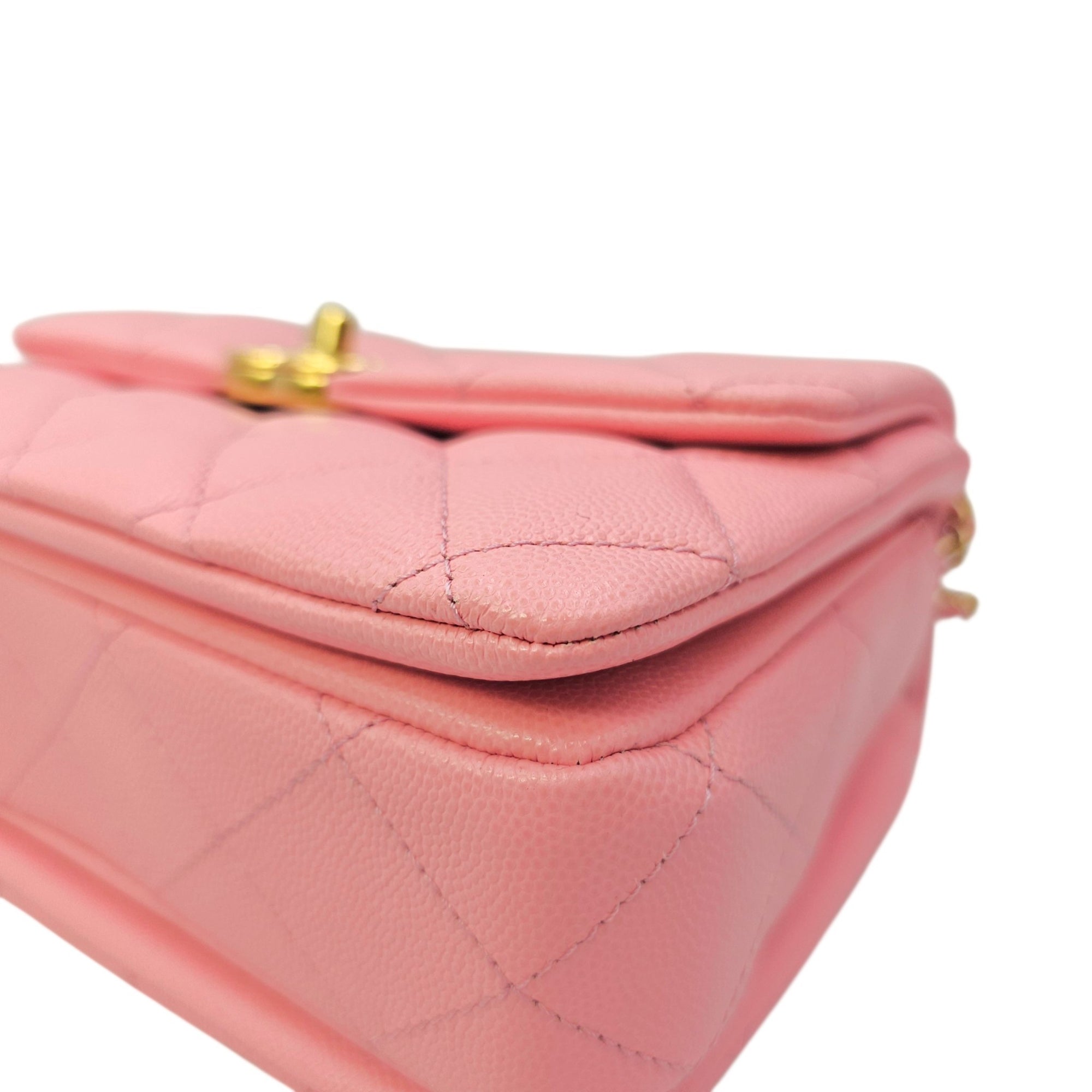 Coco First Flap  20 Pink Shoulder Bag in Caviar Leather Gold hardware