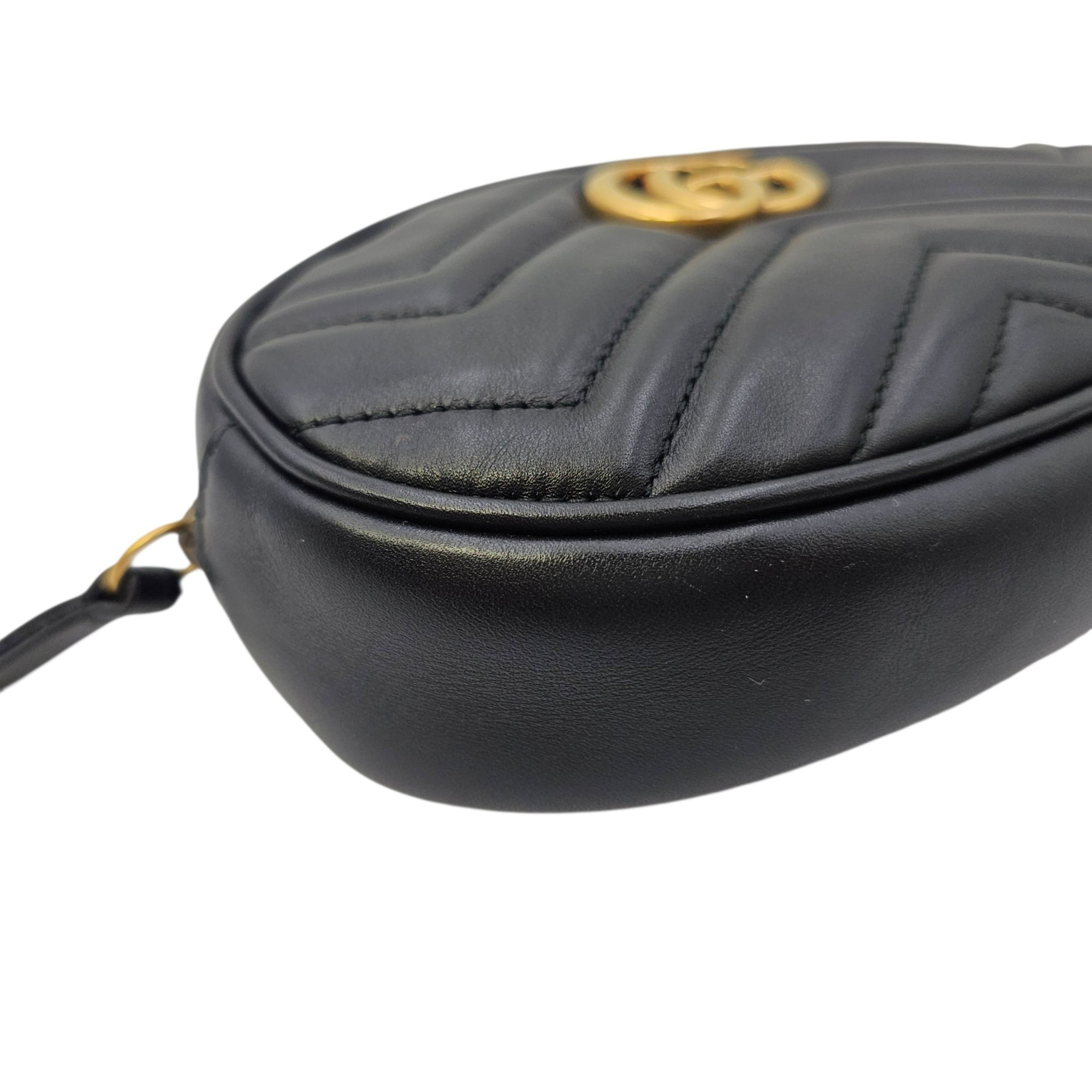 GG Marmont Black Belt Bag in Lambskin Gold hardware