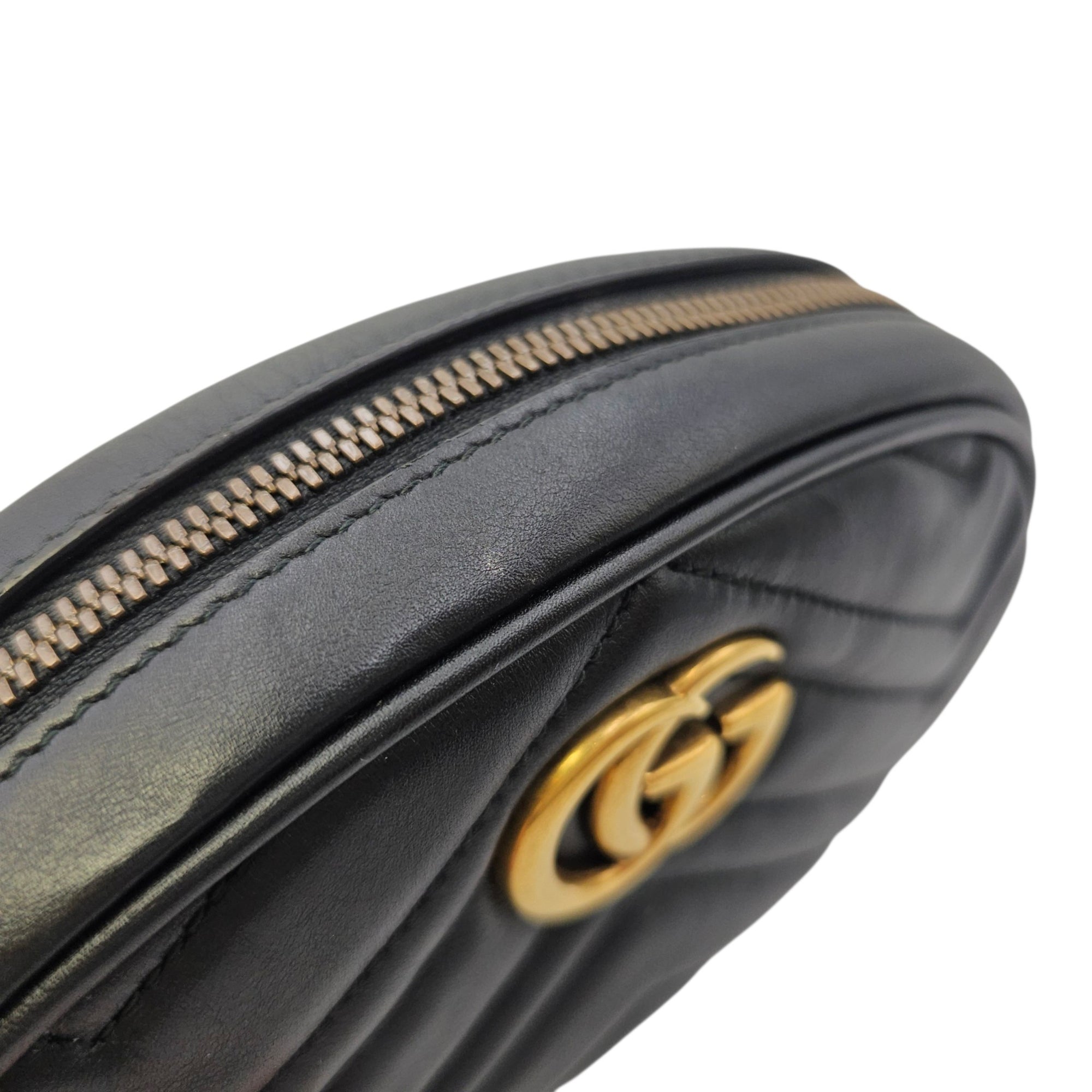 GG Marmont Black Belt Bag in Lambskin Gold hardware
