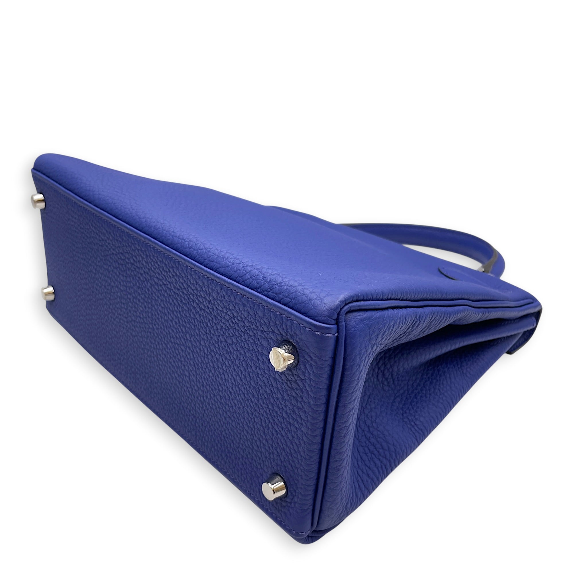 Kelly 28 Bleu Electric in Togo Palladium hardware