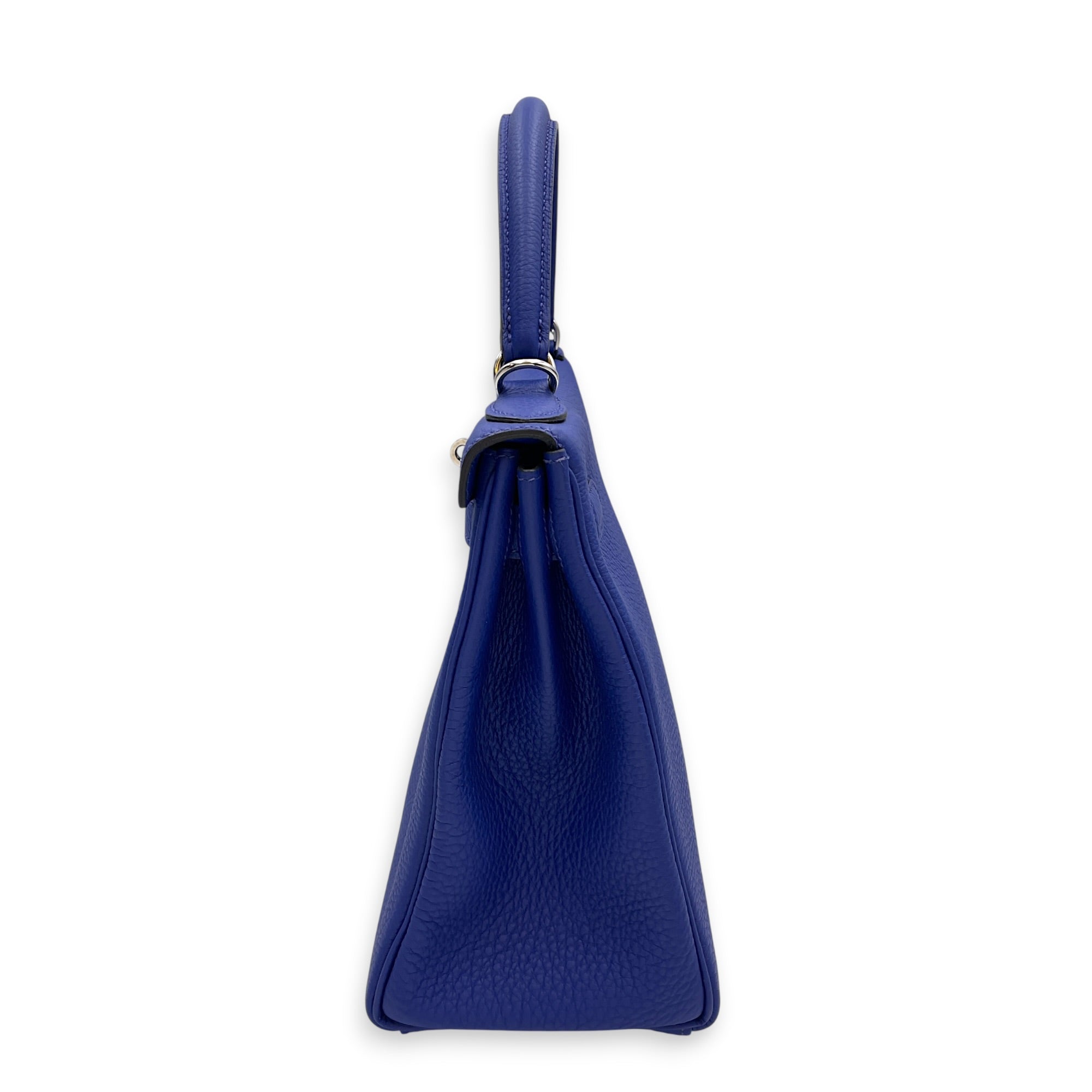 Kelly 28 Bleu Electric in Togo Palladium hardware