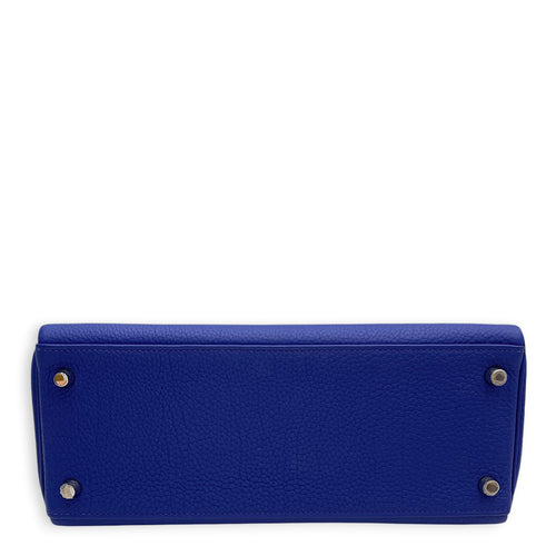 Kelly 28 Bleu Electric in Togo Palladium hardware