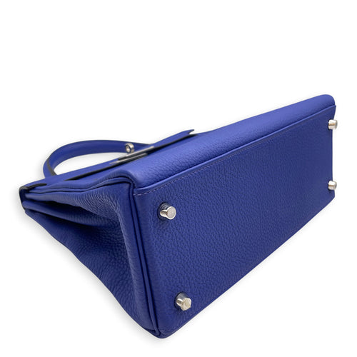 Kelly 28 Bleu Electric in Togo Palladium hardware