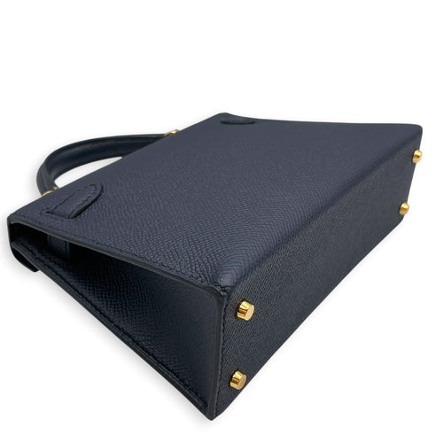 Sellier Kelly Mini Blue Indigo in Epsom Gold hardware