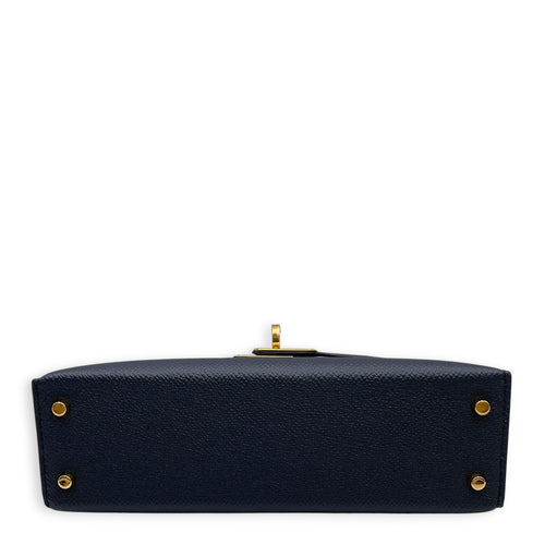 Sellier Kelly Mini Blue Indigo in Epsom Gold hardware
