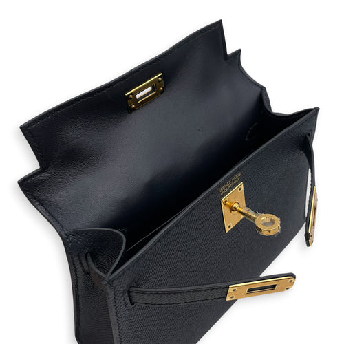 Sellier Kelly Mini Blue Indigo in Epsom Gold hardware