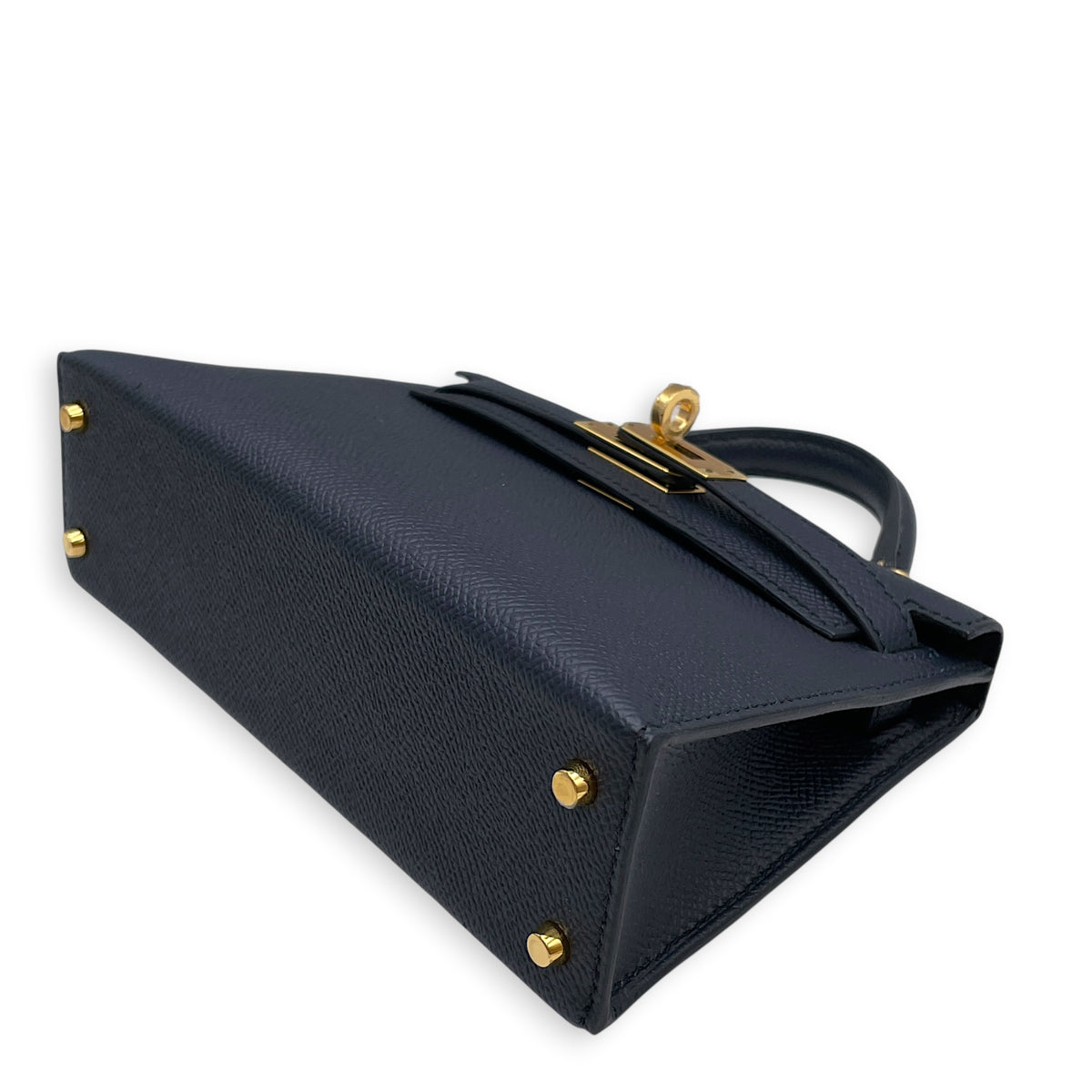 Sellier Kelly Mini Blue Indigo in Epsom Gold hardware